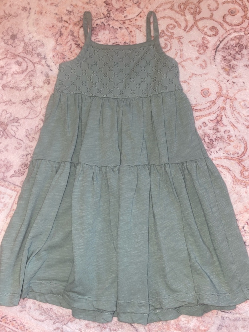 Girls' Sage Green Eyelet Tiered Sundress - Brand